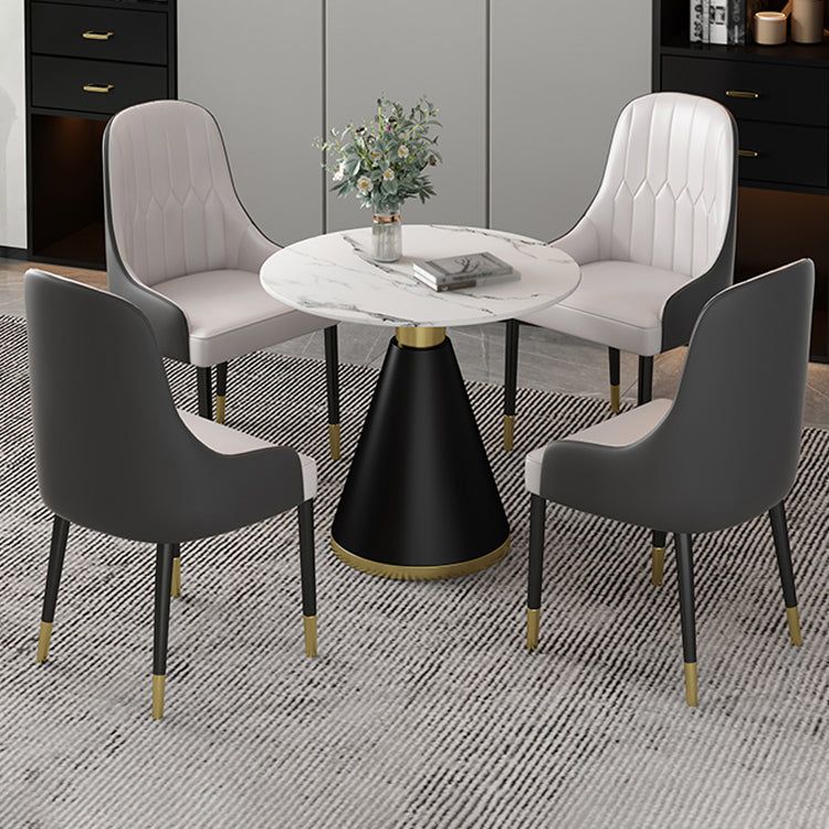 1/2/5 Pcs Metal Modern Dining Set with Round Table Dinette Set 5 Pieces: Table, 4 White Chairs Clearhalo 'Dining Room Sets' 'Dining Tables & Seating' 'dining_room_set' 'furn' 'furn_dining_room_set' 'Furniture' 'furniture_dining_room_set' 'Kitchen & Dining Furniture' 'kitchen&dining_furn' 'kitchen' 4428960