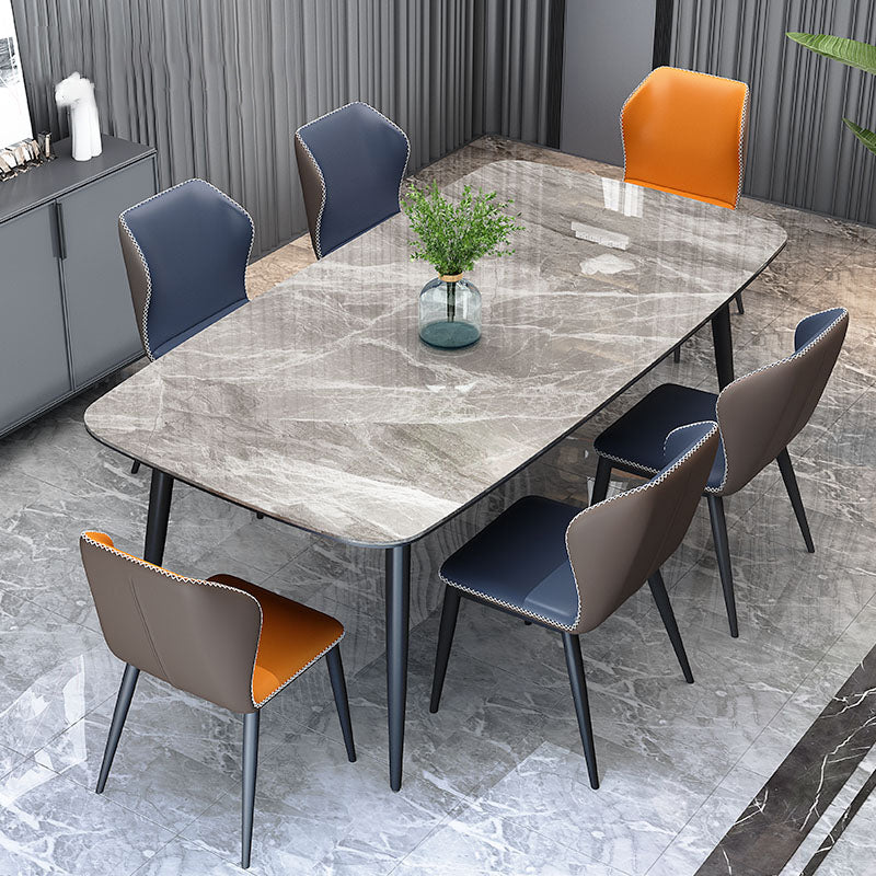 Modern 1/5/7 Pieces Dining Set Rectangle Sintered Stone Dining Table Set 7 Pieces: Table, 6 Chairs Clearhalo 'Dining Room Sets' 'Dining Tables & Seating' 'dining_room_set' 'furn' 'furn_dining_room_set' 'Furniture' 'furniture_dining_room_set' 'Kitchen & Dining Furniture' 'kitchen&dining_furn' 'kitchen' 4429222