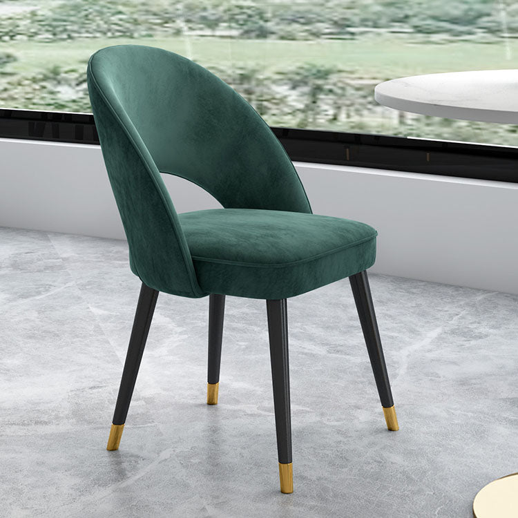 Nordic Glam Dining Chairs Armless Open Back Side Chairs for Kitchen with Metal Legs Green 1 Piece Clearhalo ' kitchen&dining_furn' 'Dining Chairs' 'Dining Tables & Seating' 'dining_chair' 'furn' 'furn_dining_chair' 'Furniture' 'furniture_dining_chair' 'Kitchen & Dining Furniture' 'kitchen' 4429650