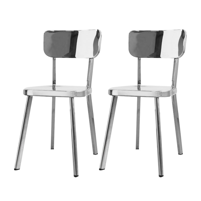 Modern Metal Dining Side Chair Open Back Dining Armless Chair for Restaurant Silver 2 Piece Set Clearhalo ' kitchen&dining_furn' 'Dining Chairs' 'Dining Tables & Seating' 'dining_chair' 'furn' 'furn_dining_chair' 'Furniture' 'furniture_dining_chair' 'Kitchen & Dining Furniture' 'kitchen' 4429667