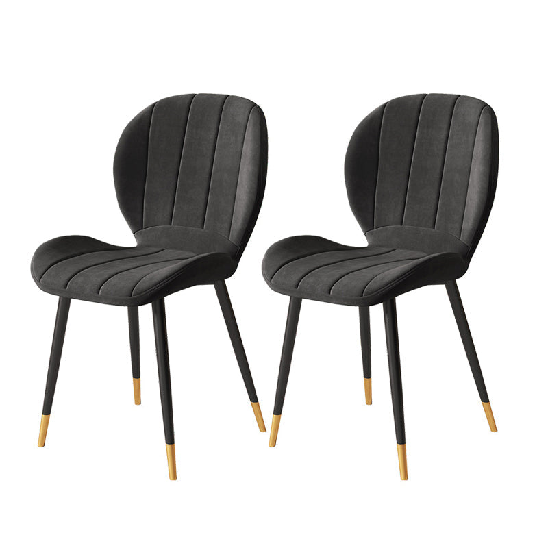 Nordic Metal Dining Side Chair Parsons Dining Armless Chair for Restaurant Matte Black 2 Piece Set Black Gold Clearhalo ' kitchen&dining_furn' 'Dining Chairs' 'Dining Tables & Seating' 'dining_chair' 'furn' 'furn_dining_chair' 'Furniture' 'furniture_dining_chair' 'Kitchen & Dining Furniture' 'kitchen' 4430112