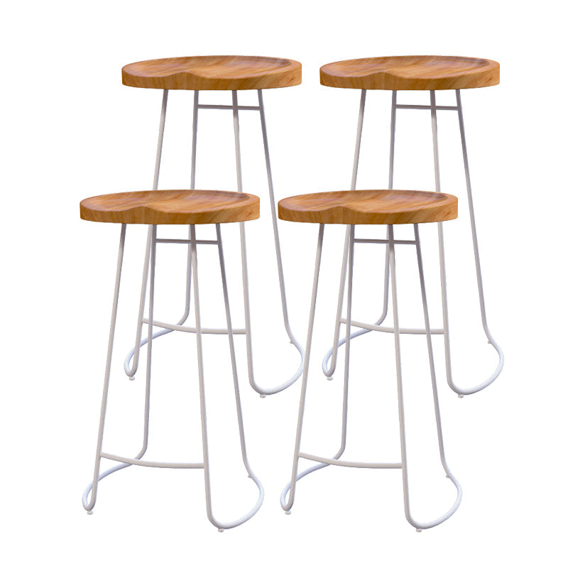 Modern Style Bar Chair Contoured Wooden Seat Sled Legs Barstool for Indoor White 4 Piece Set Bar Stool(30"H) Clearhalo 'Bar Furniture' 'Bar Stools' 'bar_stools' 'furn' 'furn_bar_stools' 'furniture_bar_stools' 'Kitchen & Dining Furniture' 'kitchen&dining_furn' 'kitchen' 'kitchen_furn' Furniture' 4430145