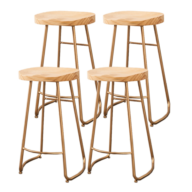 Modern Style Bar-stool Wooden Seat Sled Legs Barstools with Footrest Rose Gold 4 Piece Set Clearhalo 'Bar Furniture' 'Bar Stools' 'bar_stools' 'furn' 'furn_bar_stools' 'furniture_bar_stools' 'Kitchen & Dining Furniture' 'kitchen&dining_furn' 'kitchen' 'kitchen_furn' Furniture' 4430217