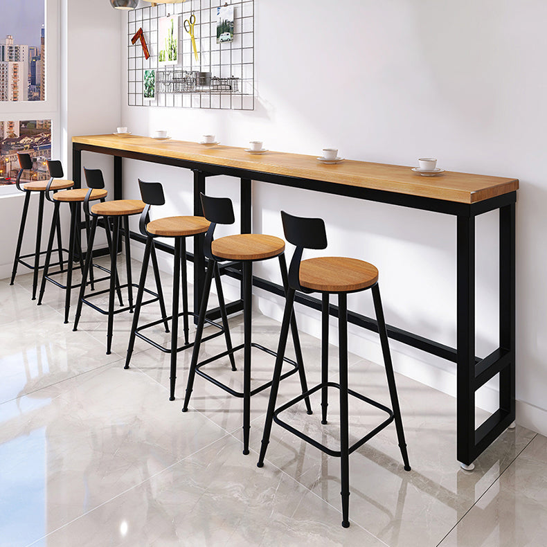 Modern Brown Wood Bar Table with Rectangle Table Top Black Trestle Table - 42" H 141.7"L x 15.7"W x 41.3"H Without Chairs Clearhalo 'Bar Furniture' 'Bar Tables' 'bar_tables' 'furn' 'furn_bar_tables' 'Furniture' 'furniture_bar_tables' 'Kitchen & Dining Furniture' 4431044
