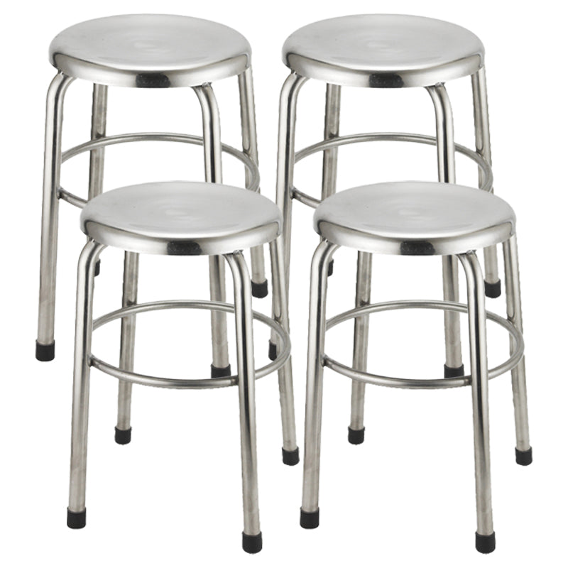 Industrial Style Stainless Steel Bar-stool Round Seat Counter Stool for Kitchen 4 Piece Set Clearhalo 'Bar Furniture' 'Bar Stools' 'bar_stools' 'furn' 'furn_bar_stools' 'furniture_bar_stools' 'Kitchen & Dining Furniture' 'kitchen&dining_furn' 'kitchen' 'kitchen_furn' Furniture' 4431134