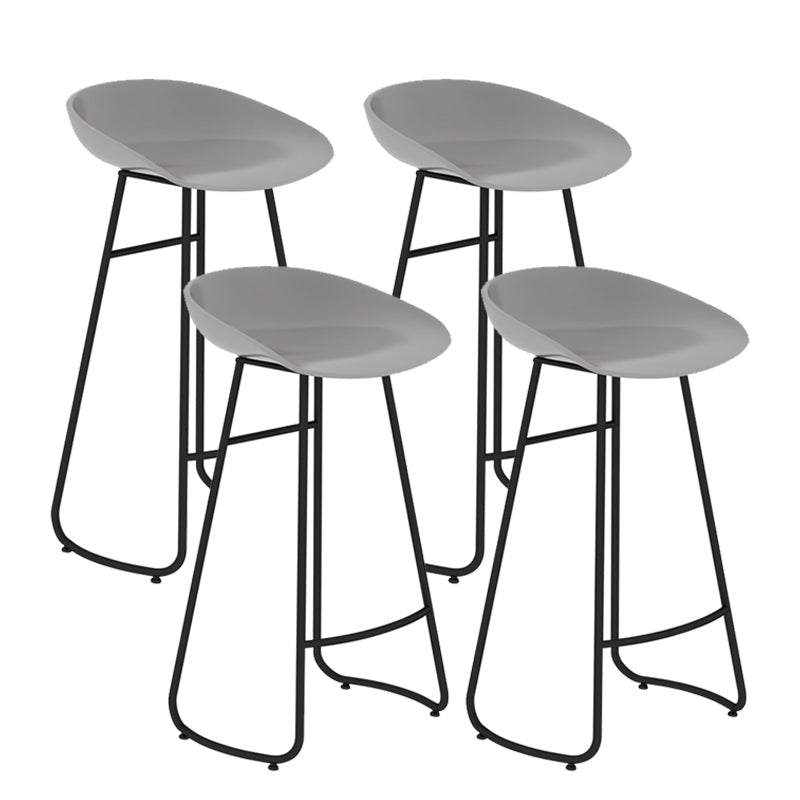 Modern Style Bar Chair PP Bucket Seat Iron Sled Legs Barstool with Footrest for Bar Grey 4 Piece Set Bar Stool(30"H) Clearhalo 'Bar Furniture' 'Bar Stools' 'bar_stools' 'furn' 'furn_bar_stools' 'furniture_bar_stools' 'Kitchen & Dining Furniture' 'kitchen&dining_furn' 'kitchen' 'kitchen_furn' Furniture' 4431310