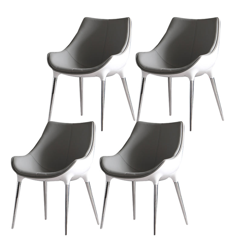 Contemporary Style Dining Side Chair Kitchen Arm Side Chairs with Metal Legs Gray-White 4 Piece Set Clearhalo ' kitchen&dining_furn' 'Dining Chairs' 'Dining Tables & Seating' 'dining_chair' 'furn' 'furn_dining_chair' 'Furniture' 'furniture_dining_chair' 'Kitchen & Dining Furniture' 'kitchen' 4438258