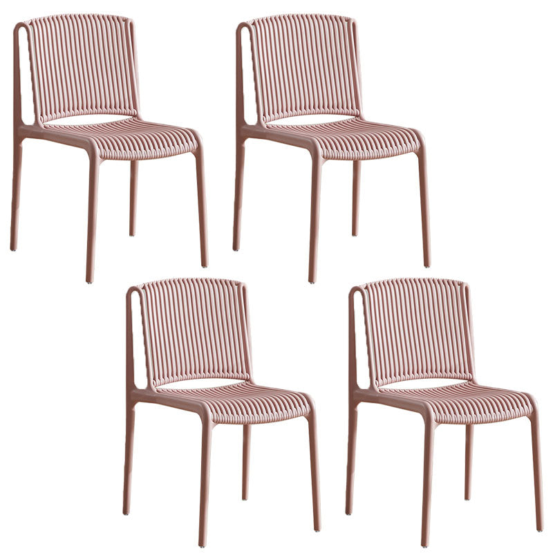 Contemporary Style Plastic Dining Armless Chair Open Back Dining Side Chairs for Home Pink 4 Piece Set Clearhalo ' kitchen&dining_furn' 'Dining Chairs' 'Dining Tables & Seating' 'dining_chair' 'furn' 'furn_dining_chair' 'Furniture' 'furniture_dining_chair' 'Kitchen & Dining Furniture' 'kitchen' 4438448