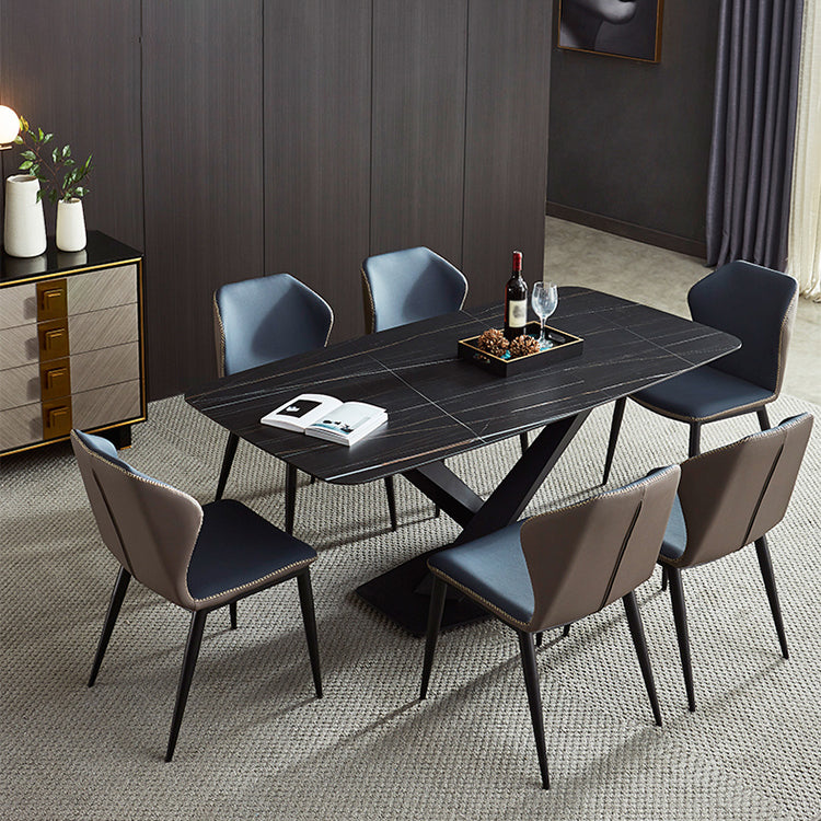 Modern 1/2/5/7 Pieces Dining Set Sintered Stone Dining Table Set 7 Pieces: Table, 6 Chairs Clearhalo 'Dining Room Sets' 'Dining Tables & Seating' 'dining_room_set' 'furn' 'furn_dining_room_set' 'Furniture' 'furniture_dining_room_set' 'Kitchen & Dining Furniture' 'kitchen&dining_furn' 'kitchen' 4439060