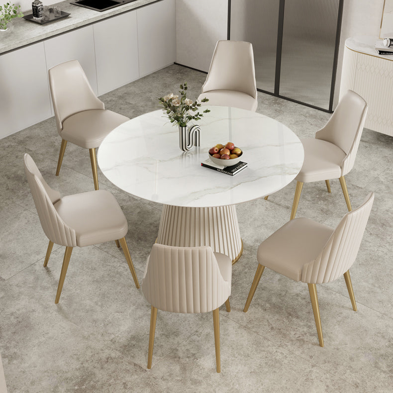 Nordic 1/2/5/7 Pieces Round Dinette Set with Sintered Stone Table and Chairs Furniture 7 Pieces: Table, 6 Chairs Clearhalo 'Dining Room Sets' 'Dining Tables & Seating' 'dining_room_set' 'furn' 'furn_dining_room_set' 'Furniture' 'furniture_dining_room_set' 'Kitchen & Dining Furniture' 'kitchen&dining_furn' 'kitchen' 4439282