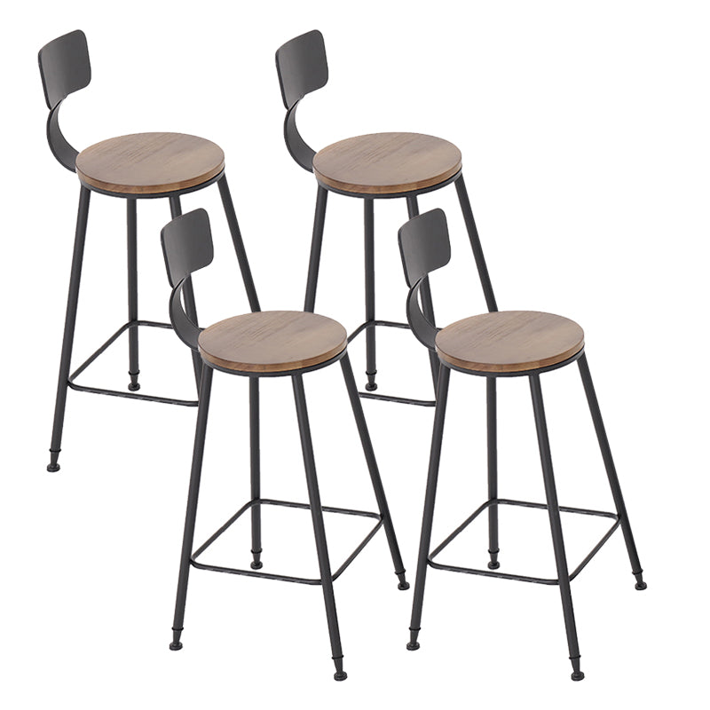 Modern Style Bar Chair with Low Back Footrest Round Seat Iron Legs for Kitchen Bar 4 Piece Set Non-Upholstered Bar Stool(30"H) Clearhalo 'Bar Furniture' 'Bar Stools' 'bar_stools' 'furn' 'furn_bar_stools' 'furniture_bar_stools' 'Kitchen & Dining Furniture' 'kitchen&dining_furn' 'kitchen' 'kitchen_furn' Furniture' 4439683