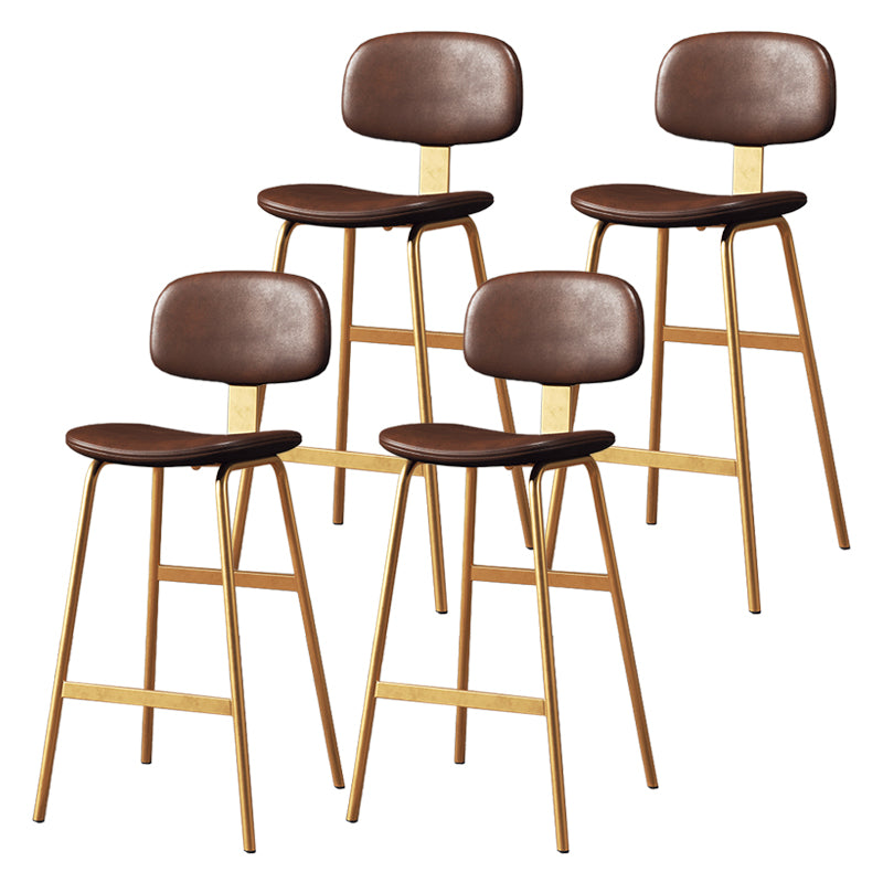 Modern Style Bar-stool Metal Legs Bucket Leather Seat Barstool for Restaurant Kitchen Gold-Brown 4 Piece Set Bar Stool(30"H) Clearhalo 'Bar Furniture' 'Bar Stools' 'bar_stools' 'furn' 'furn_bar_stools' 'furniture_bar_stools' 'Kitchen & Dining Furniture' 'kitchen&dining_furn' 'kitchen' 'kitchen_furn' Furniture' 4439956