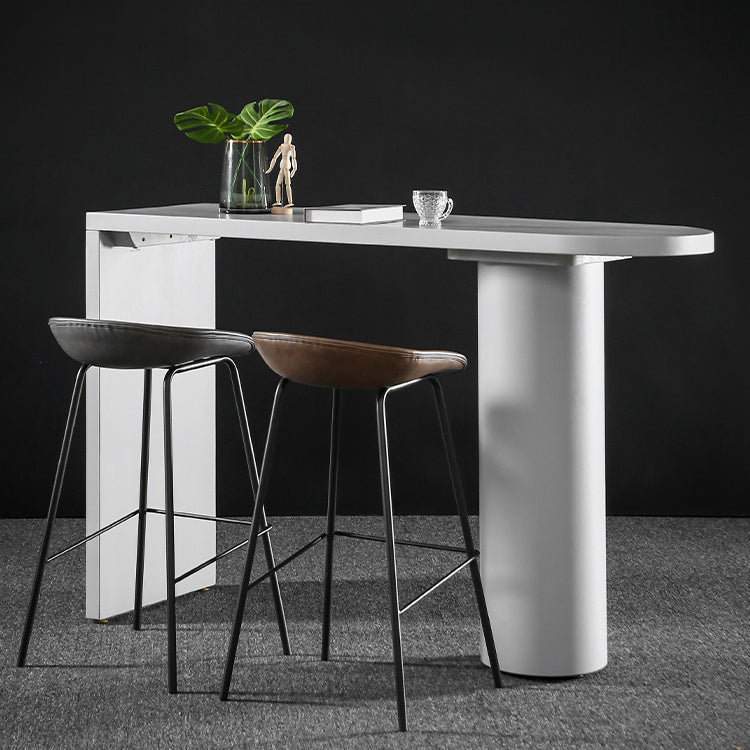 Industrial White Pub Bar Table Wood Double Pedestal Bar Dining Table Fixed Table 78.7"L x 19.7"W x 41.3"H Without Chairs Clearhalo 'Bar Furniture' 'Bar Tables' 'bar_tables' 'furn' 'furn_bar_tables' 'Furniture' 'furniture_bar_tables' 'Kitchen & Dining Furniture' 4440274