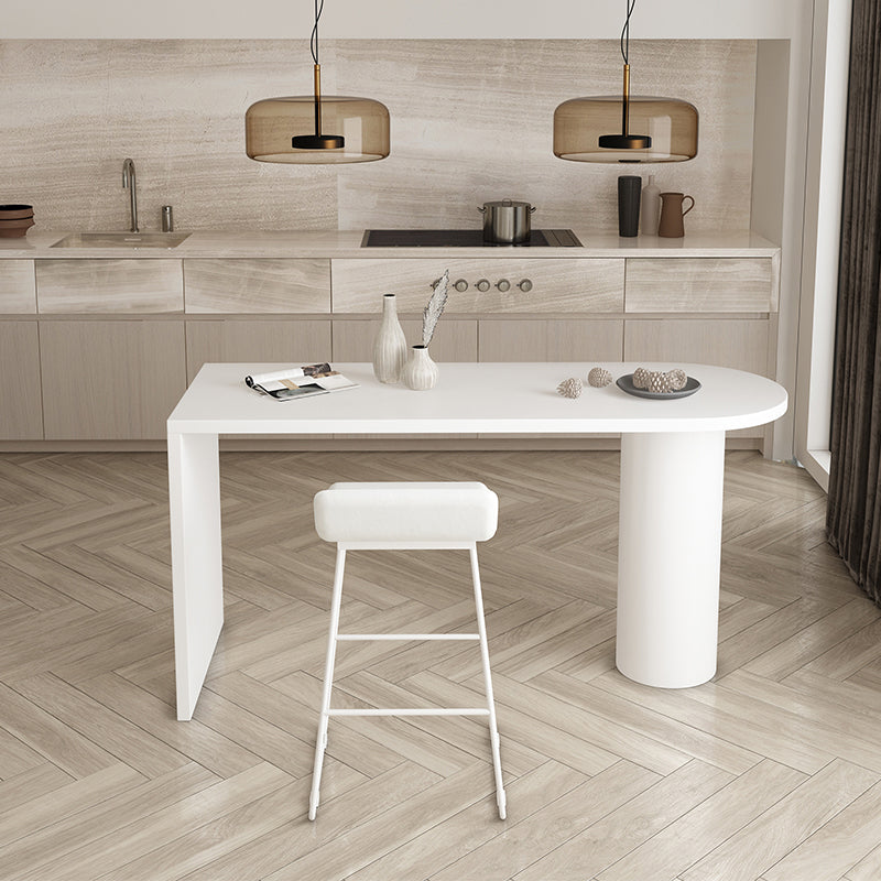 Industrial Style White Bar Table Wood Specialty Top Bistro Table for Living Room 63"L x 27.6"W x 29.5"H Without Chairs Clearhalo 'Bar Furniture' 'Bar Tables' 'bar_tables' 'furn' 'furn_bar_tables' 'Furniture' 'furniture_bar_tables' 'Kitchen & Dining Furniture' 4440361