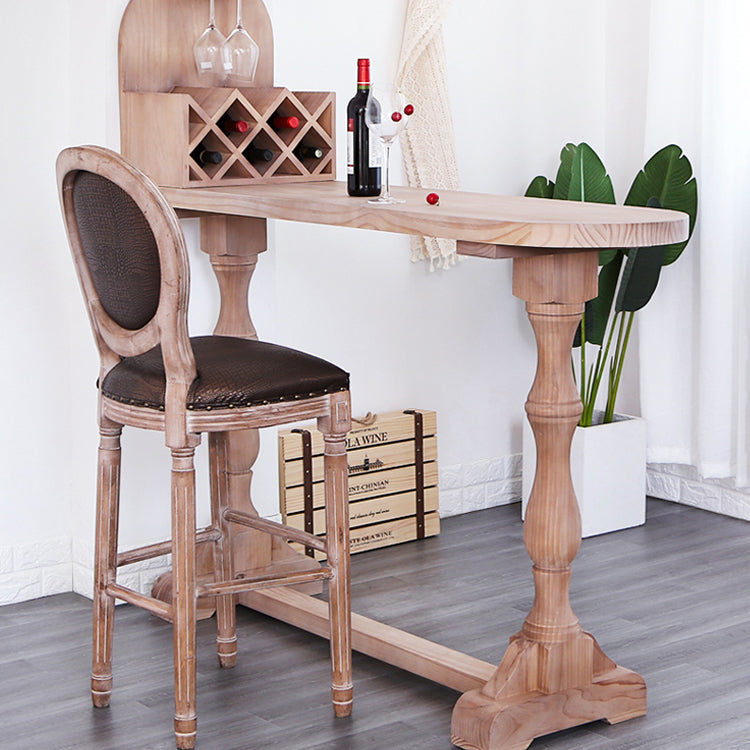 Industrial Style Bar Table Wood Specialty Top 41.3"H Bistro Table with Wine Rack 78.7"L x 19.7"W x 41.3"H Without Chairs Clearhalo 'Bar Furniture' 'Bar Tables' 'bar_tables' 'furn' 'furn_bar_tables' 'Furniture' 'furniture_bar_tables' 'Kitchen & Dining Furniture' 4440375