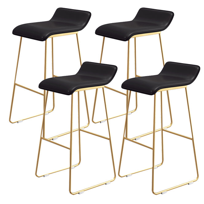 Modern Style Bar-stool Sled Legs Leather Bucket Seat for Kitchen Bar Black-Gold 4 Piece Set Clearhalo 'Bar Furniture' 'Bar Stools' 'bar_stools' 'furn' 'furn_bar_stools' 'furniture_bar_stools' 'Kitchen & Dining Furniture' 'kitchen&dining_furn' 'kitchen' 'kitchen_furn' Furniture' 4440668
