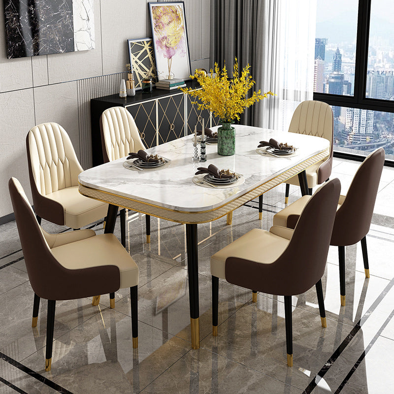 Traditional Luxury Dining Table Rectangle 4 Legs Dining Table for Living Room White 63"L x 31.5"W x 29.5"H Without Chairs Clearhalo ' dining_table' 'Dining Tables & Seating' 'Dining Tables' 'furn' 'furn_dining_table' 'Furniture' 'furniture_dining_table' 'Kitchen & Dining Furniture' 'kitchen&dining_furn' 'kitchen' 'kitchen_dining_table' 4450639
