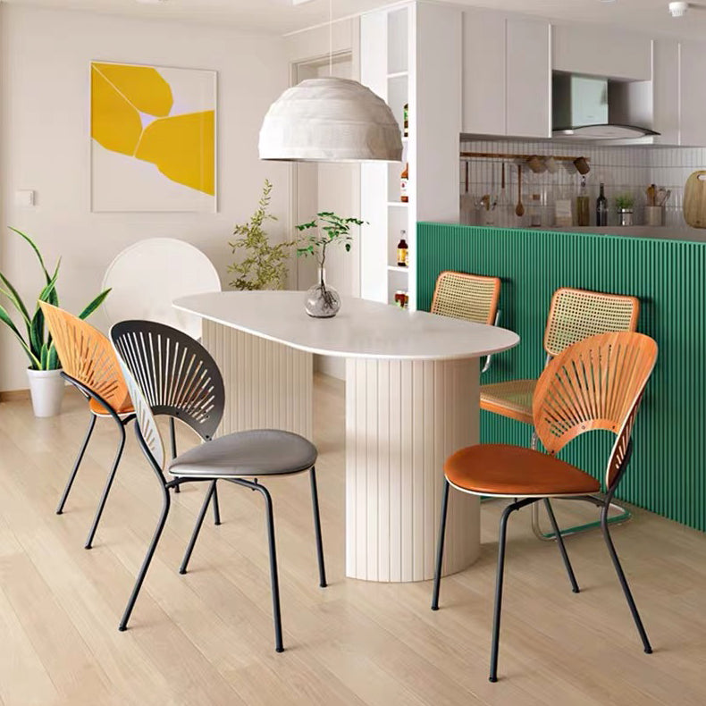 Contemporary Solid Wood Standard Dining Table White Standard Dining Table for Kitchen Oval 63"L x 27.6"W x 29.5"H Without Chairs Clearhalo ' dining_table' 'Dining Tables & Seating' 'Dining Tables' 'furn' 'furn_dining_table' 'Furniture' 'furniture_dining_table' 'Kitchen & Dining Furniture' 'kitchen&dining_furn' 'kitchen' 'kitchen_dining_table' 4451047