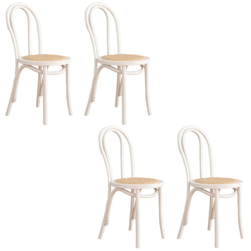 Contemporary Design Windsor Back Side Chairs Armless Wooden Legs Side Chairs White 4 Piece Set Clearhalo ' kitchen&dining_furn' 'Dining Chairs' 'Dining Tables & Seating' 'dining_chair' 'furn' 'furn_dining_chair' 'Furniture' 'furniture_dining_chair' 'Kitchen & Dining Furniture' 'kitchen' 4451394