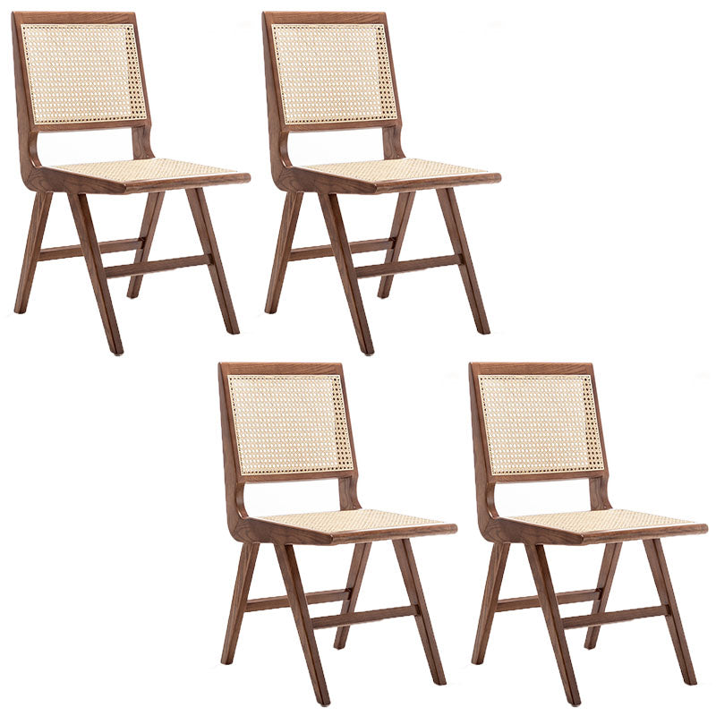 Minimalist Design Wicker Dining Side Chairs Open Back Dining Side Chair Walnut 4 Piece Set Clearhalo ' kitchen&dining_furn' 'Dining Chairs' 'Dining Tables & Seating' 'dining_chair' 'furn' 'furn_dining_chair' 'Furniture' 'furniture_dining_chair' 'Kitchen & Dining Furniture' 'kitchen' 4451460