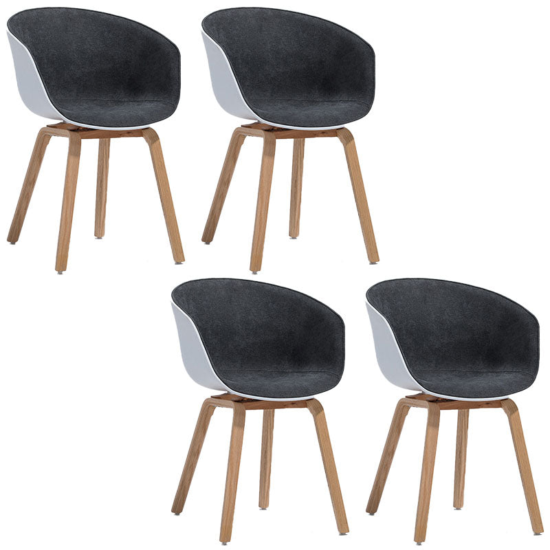 Minimalist Design Plastic Dining Armless Chair Solid Back Dining Side Chair White-Gray Set of 4 Clearhalo ' kitchen&dining_furn' 'Dining Chairs' 'Dining Tables & Seating' 'dining_chair' 'Furniture' 'furniture_dining_chair' 'Kitchen & Dining Furniture' 'kitchen' 4451547