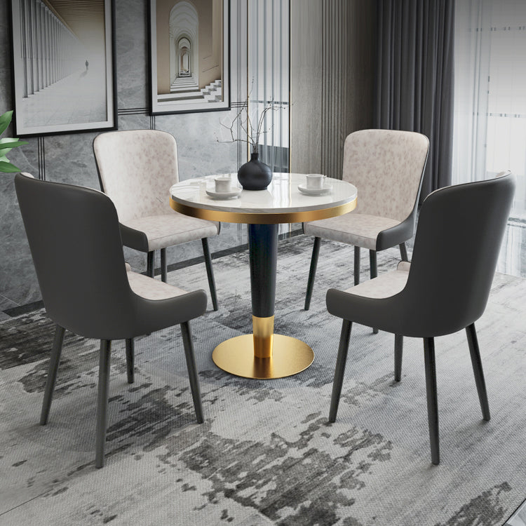 1/2/3/4/5 Pcs Metal Modern Dining Set with Round Dining Table Dinette Set 5 Pieces: Table, 4 Chairs Clearhalo 'Dining Room Sets' 'Dining Tables & Seating' 'dining_room_set' 'furn' 'furn_dining_room_set' 'Furniture' 'furniture_dining_room_set' 'Kitchen & Dining Furniture' 'kitchen&dining_furn' 'kitchen' 4451825