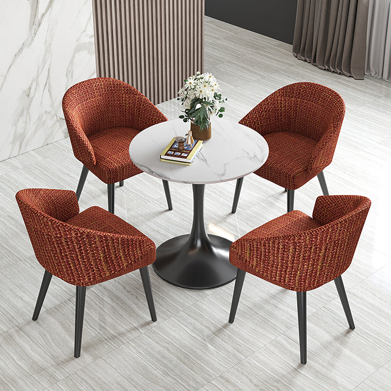 Contemporary 1/5 Pieces Dining Set Sintered Stone Dinette Table Set 5 Pieces: Table, 4 Red Chairs Clearhalo 'Dining Room Sets' 'Dining Tables & Seating' 'dining_room_set' 'furn' 'furn_dining_room_set' 'Furniture' 'furniture_dining_room_set' 'Kitchen & Dining Furniture' 'kitchen&dining_furn' 'kitchen' 4451941