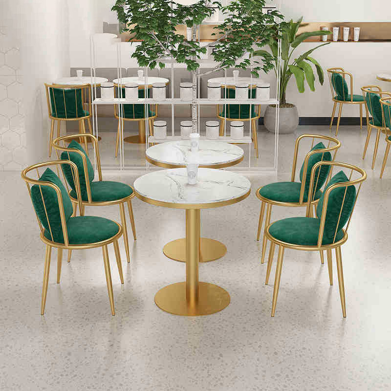 1/3 Pcs Metal Glam Dining Room Set with Round Table and Pedestal Base Dining Set 3 Pieces: WhiteTable, 2 Green Chairs Clearhalo 'Dining Room Sets' 'Dining Tables & Seating' 'dining_room_set' 'furn' 'furn_dining_room_set' 'Furniture' 'furniture_dining_room_set' 'Kitchen & Dining Furniture' 'kitchen&dining_furn' 'kitchen' 4452043