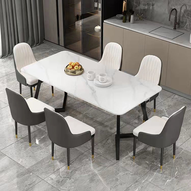Modern 1/4/5/7 Pieces Furniture with Sintered Stone Table and Chairs Dining Set 7 Pieces: Table, 6 Chairs Clearhalo 'Dining Room Sets' 'Dining Tables & Seating' 'dining_room_set' 'furn' 'furn_dining_room_set' 'Furniture' 'furniture_dining_room_set' 'Kitchen & Dining Furniture' 'kitchen&dining_furn' 'kitchen' 4452095