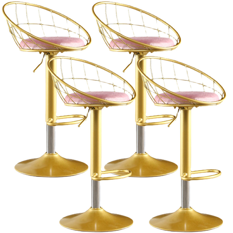 Glam Adjustable Counter Bar Stool Backrest Bar Stool with Footrest and Swivel Pink 4 Piece Set Clearhalo 'Bar Furniture' 'Bar Stools' 'bar_stools' 'furn' 'furn_bar_stools' 'furniture_bar_stools' 'Kitchen & Dining Furniture' 'kitchen&dining_furn' 'kitchen' 'kitchen_furn' Furniture' 4452158
