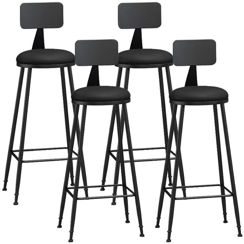 Industrial Armless Backrest Counter Stool Iron Cashier Bar Stool with Leather Cushion Black 4 Piece Set Bar Stool(33"H) Clearhalo 'Bar Furniture' 'Bar Stools' 'bar_stools' 'furn' 'furn_bar_stools' 'furniture_bar_stools' 'Kitchen & Dining Furniture' 'kitchen&dining_furn' 'kitchen' 'kitchen_furn' Furniture' 4452338