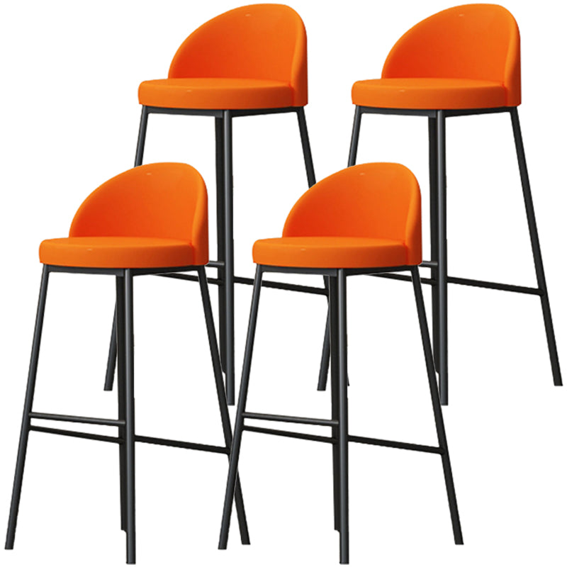 Modern Armless Backrest Counter Stool Iron Cafe Bar Stool with Leather Cushion and Pedal Orange 4 Piece Set Clearhalo 'Bar Furniture' 'Bar Stools' 'bar_stools' 'furn' 'furn_bar_stools' 'furniture_bar_stools' 'Kitchen & Dining Furniture' 'kitchen&dining_furn' 'kitchen' 'kitchen_furn' Furniture' 4452437