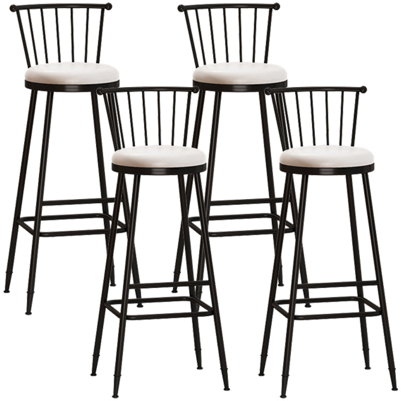 Modern Armless Backrest Counter Stool Steel Milk Tea Shop Bar Stool with Leather Cushion White 4 Piece Set Bar Stool(33"H) Clearhalo 'Bar Furniture' 'Bar Stools' 'bar_stools' 'furn' 'furn_bar_stools' 'furniture_bar_stools' 'Kitchen & Dining Furniture' 'kitchen&dining_furn' 'kitchen' 'kitchen_furn' Furniture' 4452481