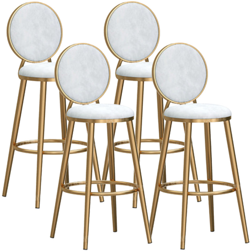 Glam Backrest Armless Counter Stool Iron Cafe Bar Stool with Velvet Cushion and Pedal White 4 Piece Set Bar Stool(30"H) Clearhalo 'Bar Furniture' 'Bar Stools' 'bar_stools' 'furn' 'furn_bar_stools' 'furniture_bar_stools' 'Kitchen & Dining Furniture' 'kitchen&dining_furn' 'kitchen' 'kitchen_furn' Furniture' 4452739