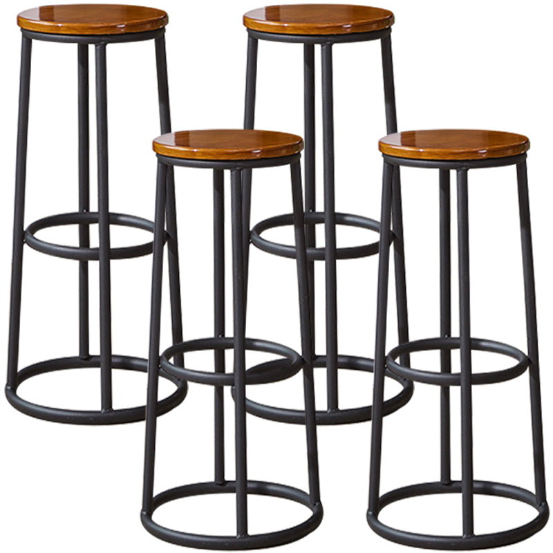 Industrial Armless Backless Counter Stool Steel Cashier Bar Stool with Pedal Walnut 4 Piece Set Bar Stool(31"H) Clearhalo 'Bar Furniture' 'Bar Stools' 'bar_stools' 'furn' 'furn_bar_stools' 'furniture_bar_stools' 'Kitchen & Dining Furniture' 'kitchen&dining_furn' 'kitchen' 'kitchen_furn' Furniture' 4452864
