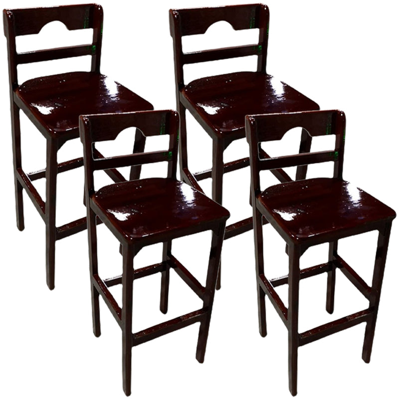 Contemporary Solid Wood Bar Stool Bristol Barstools with Footrest and Low Back Brown 4 Piece Set Clearhalo 'Bar Furniture' 'Bar Stools' 'bar_stools' 'furn' 'furn_bar_stools' 'furniture_bar_stools' 'Kitchen & Dining Furniture' 'kitchen&dining_furn' 'kitchen' 'kitchen_furn' Furniture' 4452919
