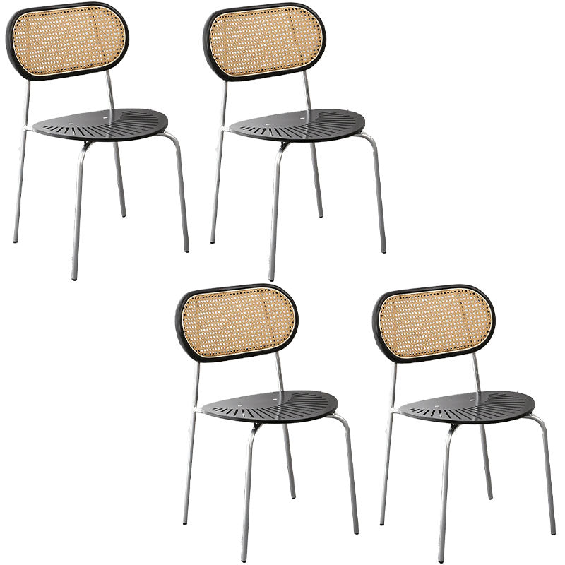 Nordic Style Kitchen Metal Dining Chair Open Back Dining Armless Side Chair Black 4 Piece Set Clearhalo ' kitchen&dining_furn' 'Dining Chairs' 'Dining Tables & Seating' 'dining_chair' 'furn' 'furn_dining_chair' 'Furniture' 'furniture_dining_chair' 'Kitchen & Dining Furniture' 'kitchen' 4457829