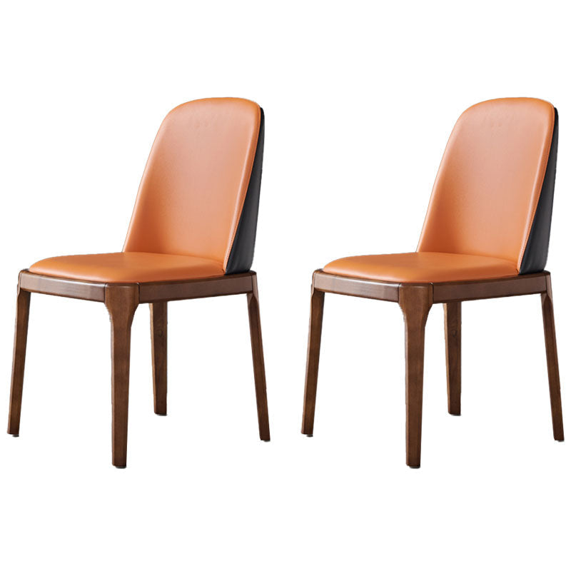 Contemporary Style Wooden Dining Chairs Kitchen Dining Armless Side Chair Black-Orange 2 Piece Set Clearhalo ' kitchen&dining_furn' 'Dining Chairs' 'Dining Tables & Seating' 'dining_chair' 'furn' 'furn_dining_chair' 'Furniture' 'furniture_dining_chair' 'Kitchen & Dining Furniture' 'kitchen' 4457901