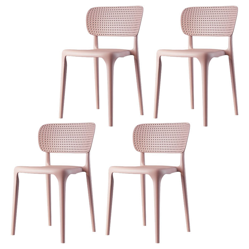Contemporary Plastic Kitchen Dining Room Side Chair Open Back Chair Pink Set of 4 Clearhalo ' kitchen&dining_furn' 'Dining Chairs' 'Dining Tables & Seating' 'dining_chair' 'Furniture' 'furniture_dining_chair' 'Kitchen & Dining Furniture' 'kitchen' 4458307
