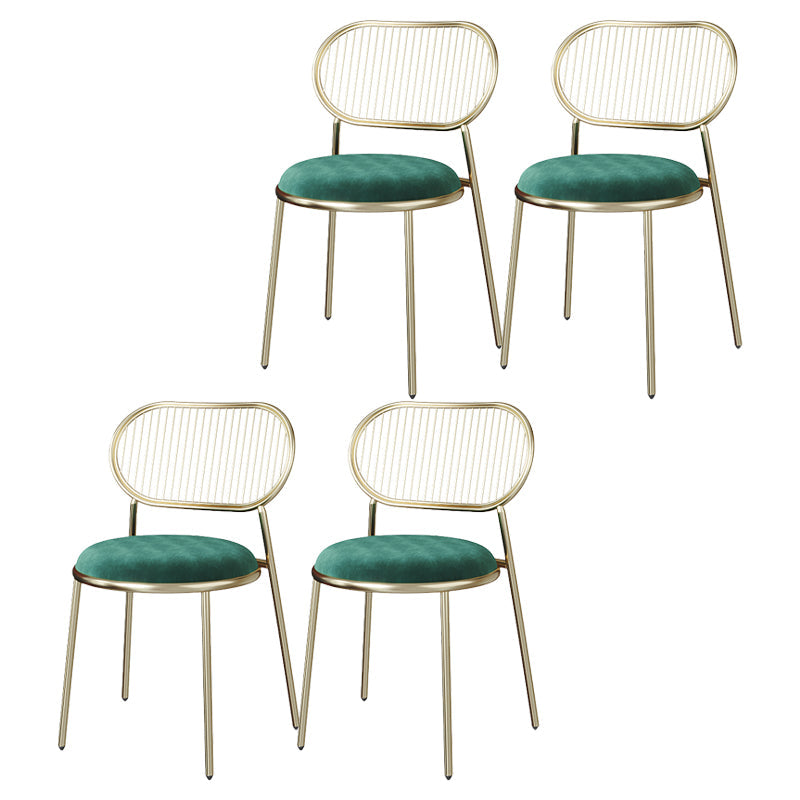 Glam Style Kitchen Metal Dining Chair Open Back Dining Armless Side Chairs Blackish Green 4 Piece Set Brass Gold Clearhalo ' kitchen&dining_furn' 'Dining Chairs' 'Dining Tables & Seating' 'dining_chair' 'furn' 'furn_dining_chair' 'Furniture' 'furniture_dining_chair' 'Kitchen & Dining Furniture' 'kitchen' 4458404