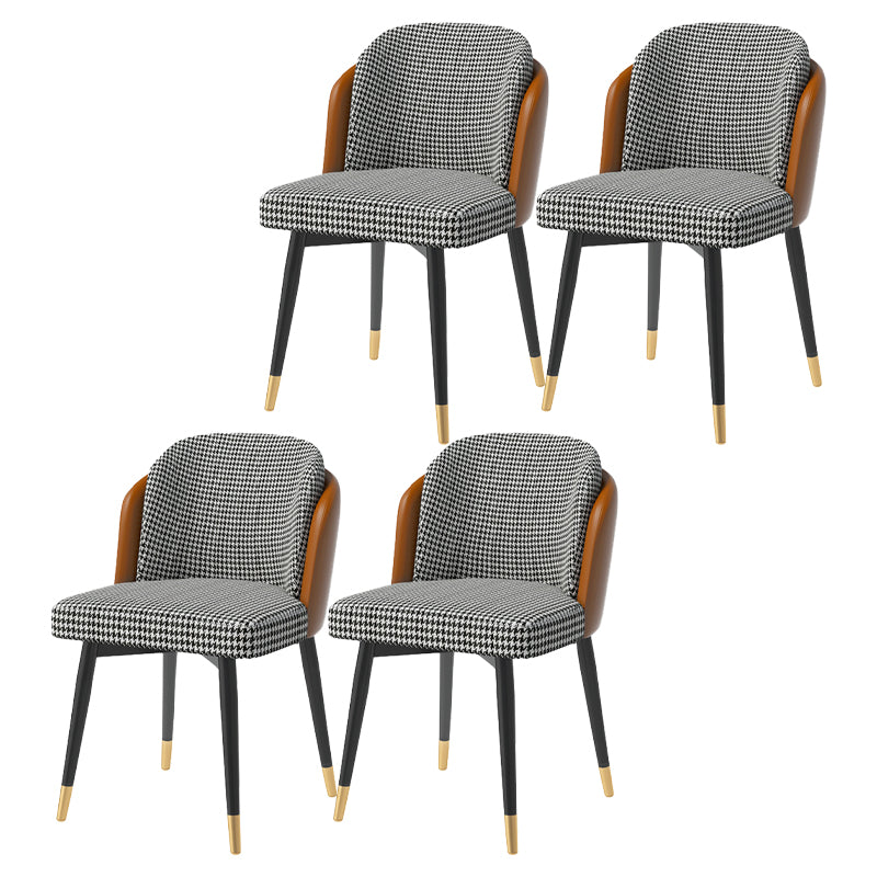 Glam Metal Dining Room Chair Upholstered Fabric Dining Side Chair for Restaurant Use Black White 4 Piece Set Clearhalo ' kitchen&dining_furn' 'Dining Chairs' 'Dining Tables & Seating' 'dining_chair' 'furn' 'furn_dining_chair' 'Furniture' 'furniture_dining_chair' 'Kitchen & Dining Furniture' 'kitchen' 4458484