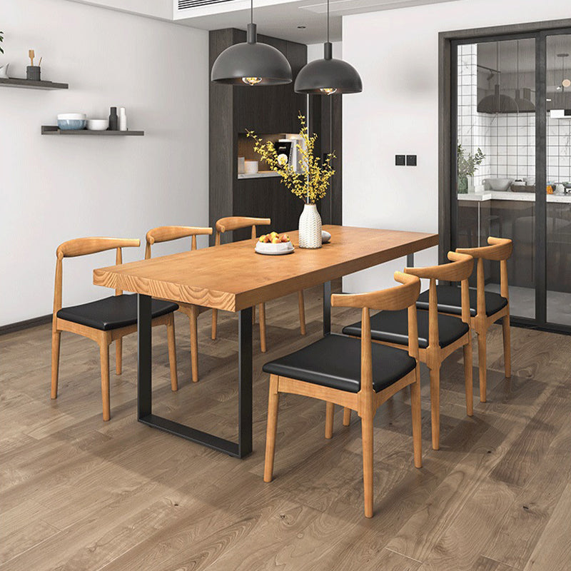 Modern 1/4/5/7 Pieces Dining Set Rectangle Solid Wood Dining Table Set 7 Pieces: Table, 6 Chairs Clearhalo 'Dining Room Sets' 'Dining Tables & Seating' 'dining_room_set' 'furn' 'furn_dining_room_set' 'Furniture' 'furniture_dining_room_set' 'Kitchen & Dining Furniture' 'kitchen&dining_furn' 'kitchen' 4458788