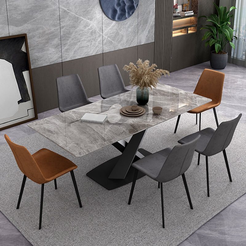 Contemporary 1/4/5/7 Pieces Dining Set Gray Sintered Stone Dining Table for Home Use 7 Pieces: Table, 6 Chairs Clearhalo 'Dining Room Sets' 'Dining Tables & Seating' 'dining_room_set' 'furn' 'furn_dining_room_set' 'Furniture' 'furniture_dining_room_set' 'Kitchen & Dining Furniture' 'kitchen&dining_furn' 'kitchen' 4458826