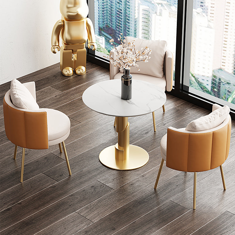 Glam 1/3/4/5 Pieces Dining Set White Sintered Stone Dining Table 4 Pieces: Table, 3 Chairs Clearhalo 'Dining Room Sets' 'Dining Tables & Seating' 'dining_room_set' 'furn' 'furn_dining_room_set' 'Furniture' 'furniture_dining_room_set' 'Kitchen & Dining Furniture' 'kitchen&dining_furn' 'kitchen' 4458868