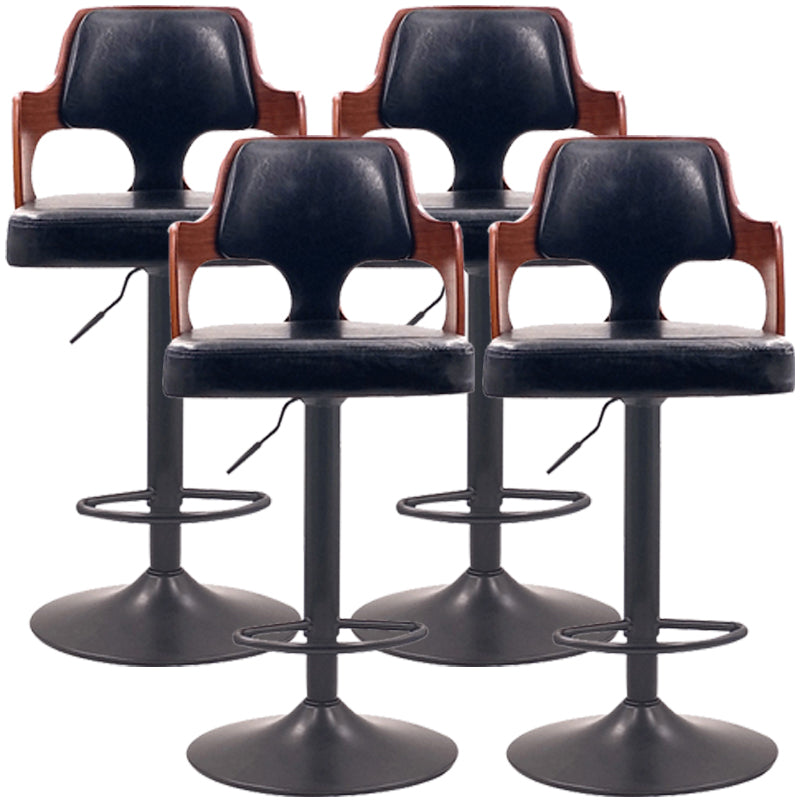 Contemporary Swivel Adjustable Height Bar-stool Indoor Bar Stool with Low Back Black 4 Piece Set Clearhalo 'Bar Furniture' 'Bar Stools' 'bar_stools' 'furn' 'furn_bar_stools' 'furniture_bar_stools' 'Kitchen & Dining Furniture' 'kitchen&dining_furn' 'kitchen' 'kitchen_furn' Furniture' 4462563