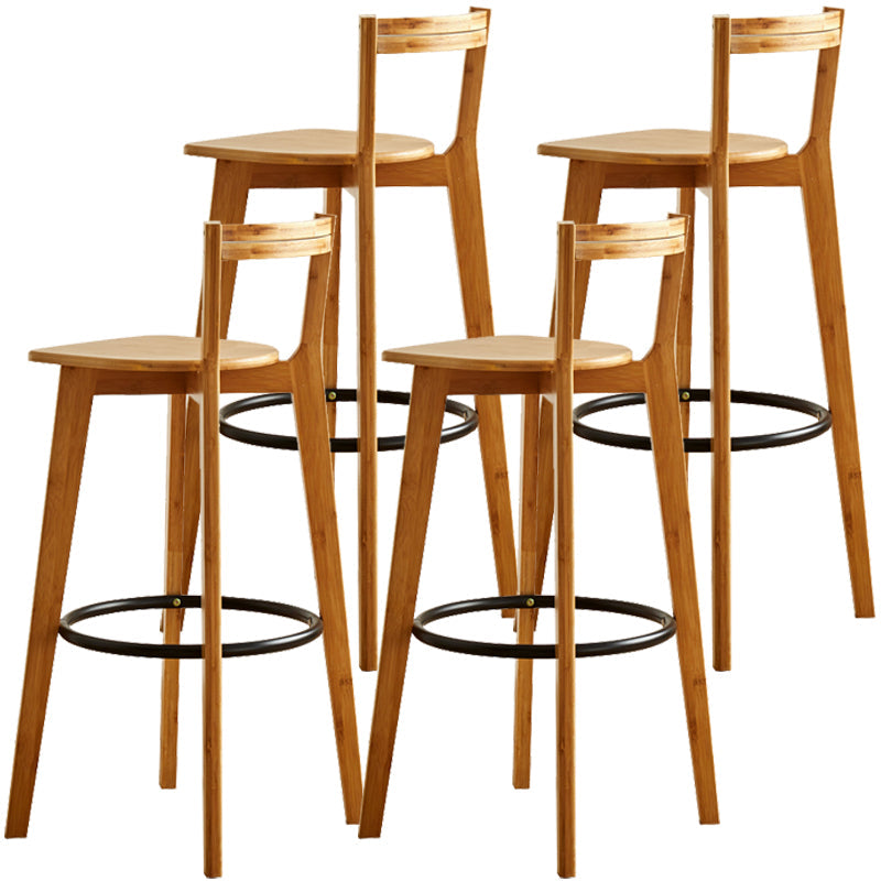 Contemporary Solid Wood Bar Stool Indoor Bar Stools with Wood Seat and Footrest Wood 4 Piece Set Bar Stool (28" H) Clearhalo 'Bar Furniture' 'Bar Stools' 'bar_stools' 'furn' 'furn_bar_stools' 'furniture_bar_stools' 'Kitchen & Dining Furniture' 'kitchen&dining_furn' 'kitchen' 'kitchen_furn' Furniture' 4462609