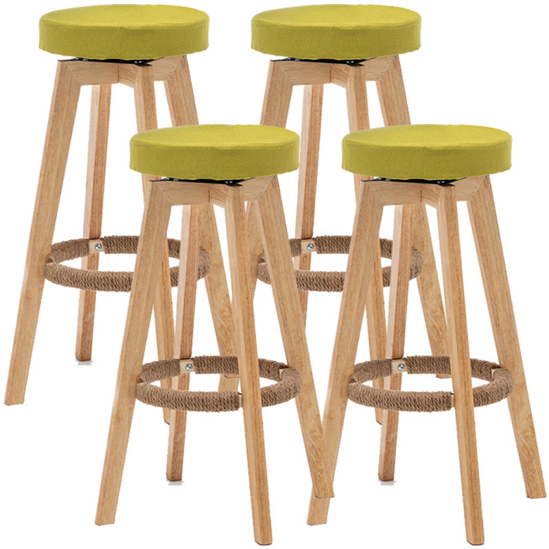 Industrial Style Bar-stool Round Seat Wooden Legs for Restaurant Bar Green 4 Piece Set Clearhalo 'Bar Furniture' 'Bar Stools' 'bar_stools' 'furn' 'furn_bar_stools' 'furniture_bar_stools' 'Kitchen & Dining Furniture' 'kitchen&dining_furn' 'kitchen' 'kitchen_furn' Furniture' 4462718