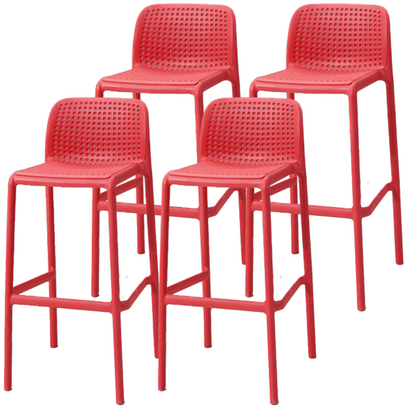 Scandinavia Style Bar-stool PP Legs Rectangle Seat Barstool with Low Back for Kitchen Red 4 Piece Set Clearhalo 'Bar Furniture' 'Bar Stools' 'bar_stools' 'furn' 'furn_bar_stools' 'furniture_bar_stools' 'Kitchen & Dining Furniture' 'kitchen&dining_furn' 'kitchen' 'kitchen_furn' Furniture' 4462795