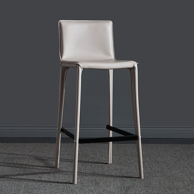 Modern Steel Counter Stools with Footrest and Low Back Bistro Bar Stool,1 Piece Light Gray Clearhalo 'Bar Furniture' 'Bar Stools' 'bar_stools' 'furn' 'furn_bar_stools' 'furniture_bar_stools' 'Kitchen & Dining Furniture' 'kitchen&dining_furn' 'kitchen' 'kitchen_furn' Furniture' 4462957