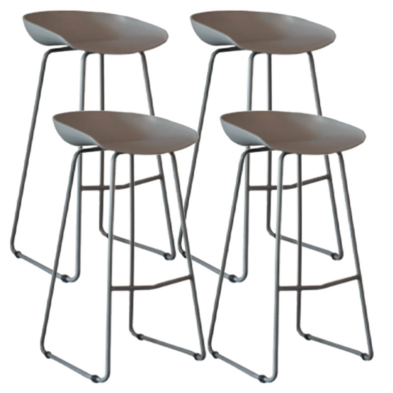 Modern Armless Backrest Counter Stool Iron Milk Tea Shop Bar Stool with Plastic Seat Gray 4 Piece Set Clearhalo 'Bar Furniture' 'Bar Stools' 'bar_stools' 'furn' 'furn_bar_stools' 'furniture_bar_stools' 'Kitchen & Dining Furniture' 'kitchen&dining_furn' 'kitchen' 'kitchen_furn' Furniture' 4463118